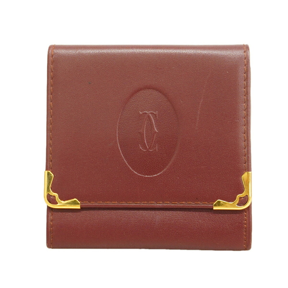 Cartier Must Leather Wallet/Coin Case, Bordeaux, for Men and Women